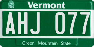VT license plate AHJ077