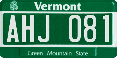 VT license plate AHJ081