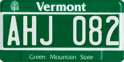 VT license plate AHJ082
