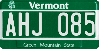 VT license plate AHJ085