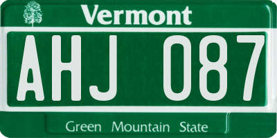 VT license plate AHJ087