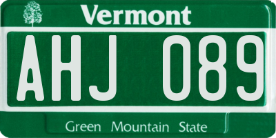 VT license plate AHJ089