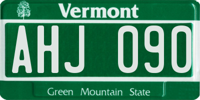 VT license plate AHJ090