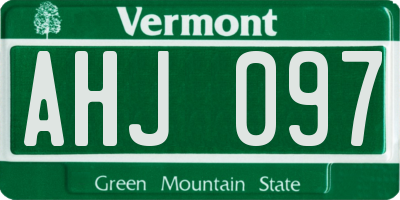 VT license plate AHJ097