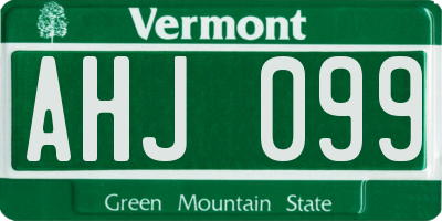VT license plate AHJ099