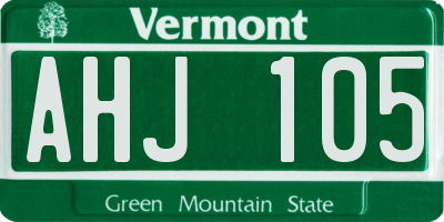 VT license plate AHJ105
