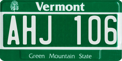 VT license plate AHJ106