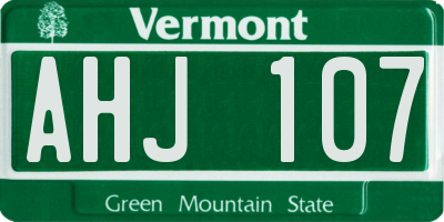 VT license plate AHJ107