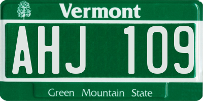 VT license plate AHJ109