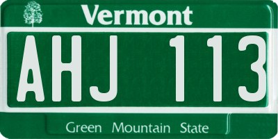 VT license plate AHJ113