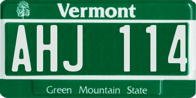VT license plate AHJ114