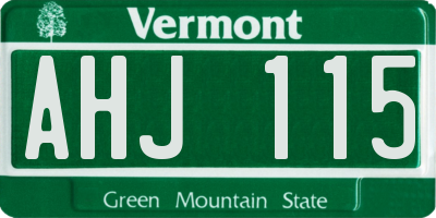 VT license plate AHJ115