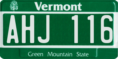 VT license plate AHJ116