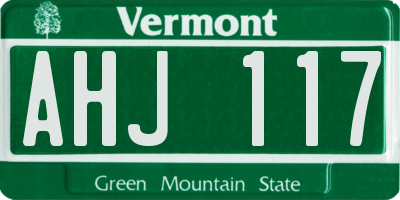 VT license plate AHJ117
