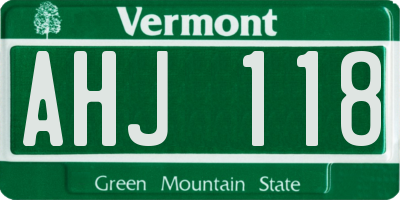 VT license plate AHJ118