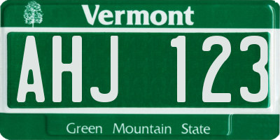 VT license plate AHJ123