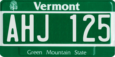 VT license plate AHJ125