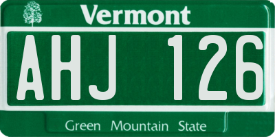 VT license plate AHJ126