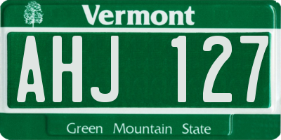VT license plate AHJ127