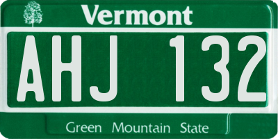 VT license plate AHJ132