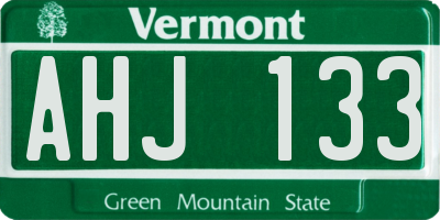 VT license plate AHJ133