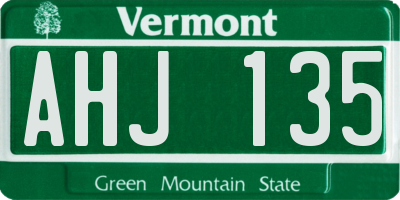 VT license plate AHJ135