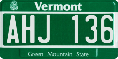 VT license plate AHJ136
