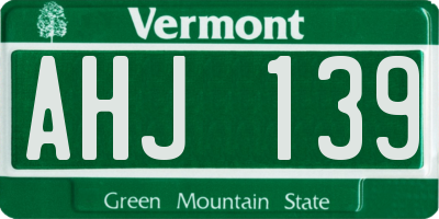 VT license plate AHJ139