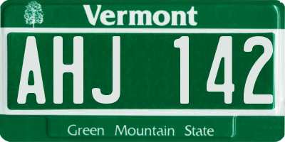 VT license plate AHJ142