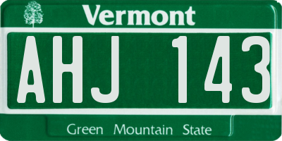 VT license plate AHJ143