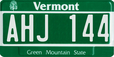 VT license plate AHJ144