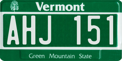 VT license plate AHJ151
