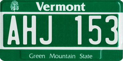 VT license plate AHJ153