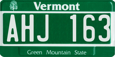 VT license plate AHJ163