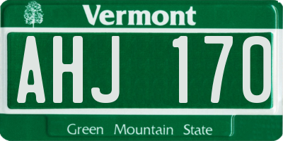 VT license plate AHJ170