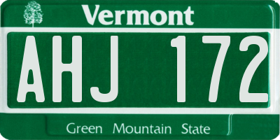 VT license plate AHJ172