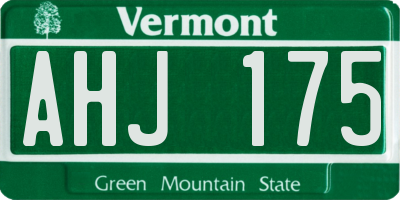 VT license plate AHJ175