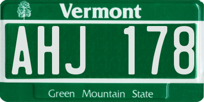 VT license plate AHJ178