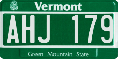 VT license plate AHJ179
