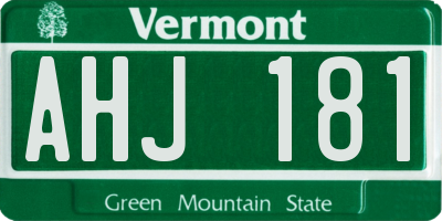 VT license plate AHJ181