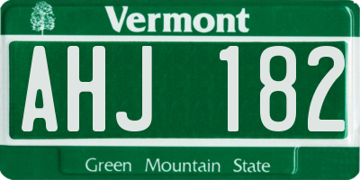 VT license plate AHJ182