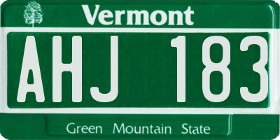 VT license plate AHJ183