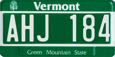 VT license plate AHJ184