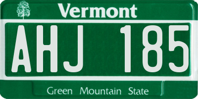 VT license plate AHJ185