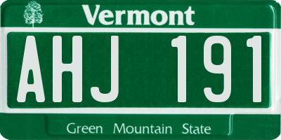 VT license plate AHJ191