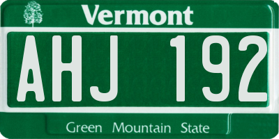 VT license plate AHJ192