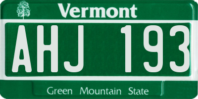 VT license plate AHJ193