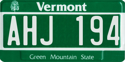VT license plate AHJ194