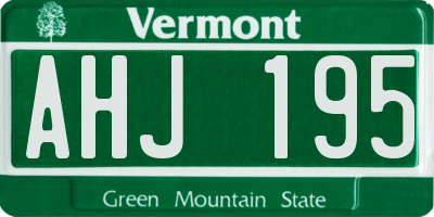VT license plate AHJ195