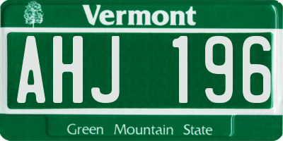 VT license plate AHJ196